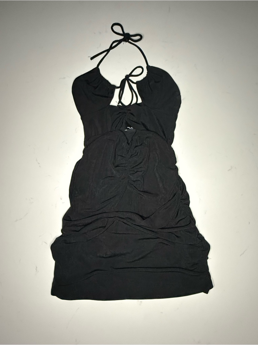 Bershka Black Strapless Ruched Mini Dress